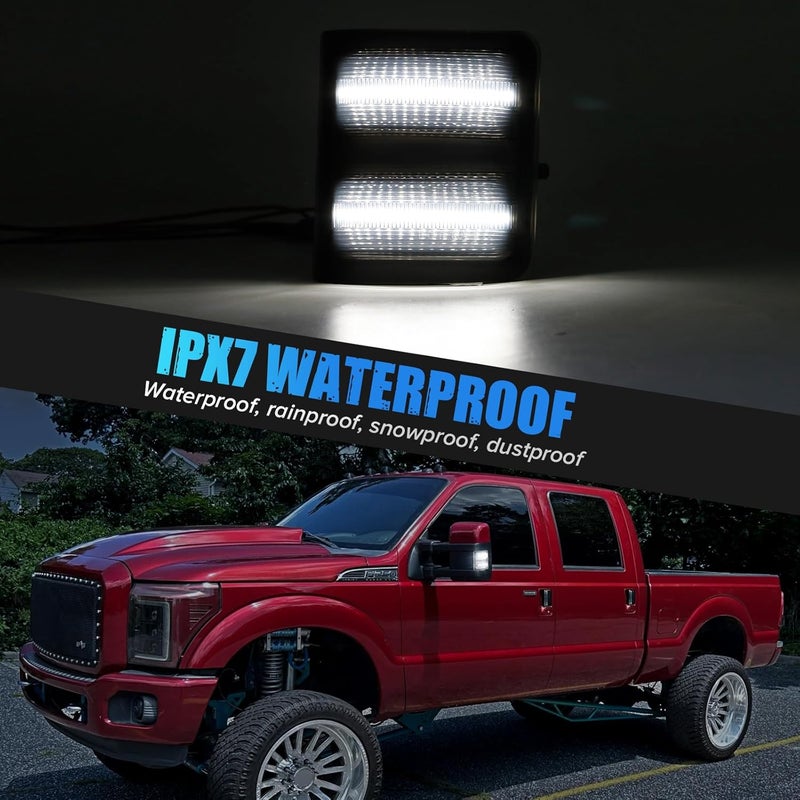 LUDARM LED Tow Mirror Turn Signal Light Compatible with 2008-2016 F250 F350 F450 F550 super duty 2013-2014 F150 Switchback Sequential Dynamic Amber Blinker White Driving Parking Light 2PCS Smoke Lens - Image 5